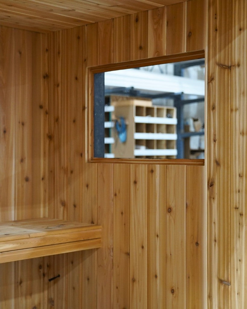 Side window from inside the cedar room